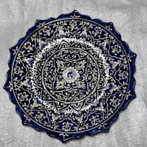 Qora Qalam hand-painted ceramic plate 26 cm Uzbek art